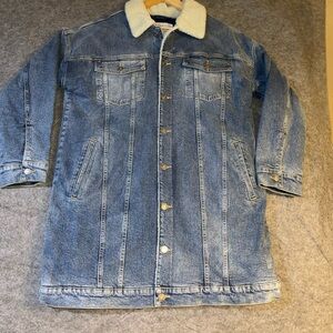 NWT Women’s LNDN Sherpa Lined Long Denim Coat M